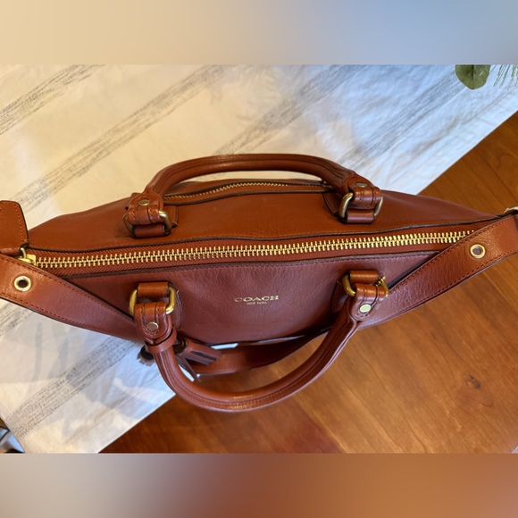 Coach Molly East West Satchel Leather Handbag in cognac - Picture 6 of 8